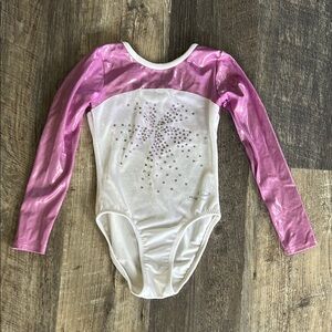 Pink and White Long Sleeve Dreamlight Leotard